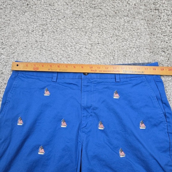 Vineyard Vines Shorts Mens 36 Blue Embroidered Sail Boat American Flag Casual‎ - Picture 9 of 14